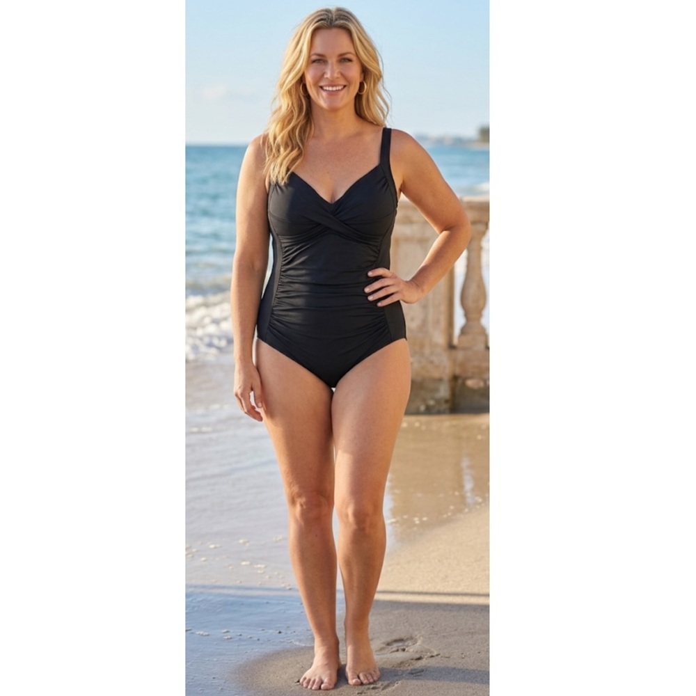 Croft & Barrow Body Sculptor One Piece Swimsuit Black NWT